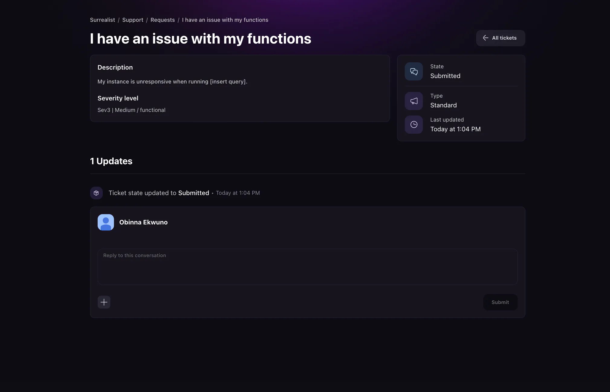 Create support ticket